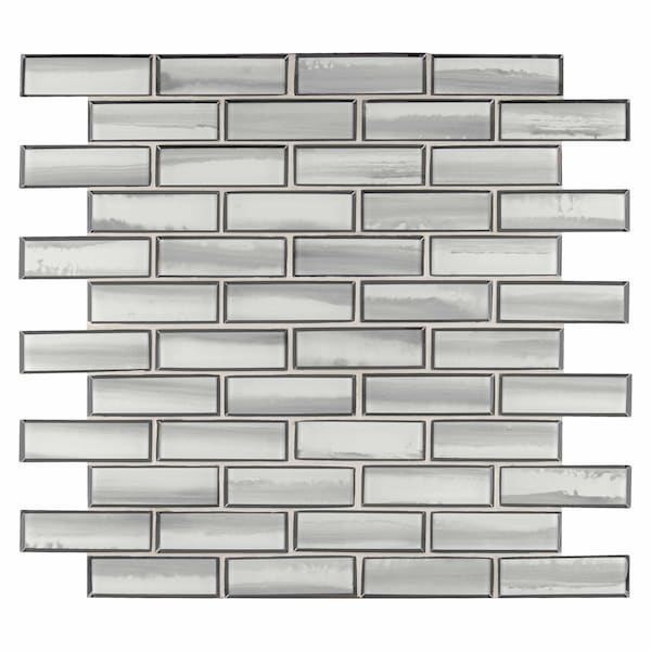 Ackland Rivella Kasumi Gris Subway 12 in. x 12 in. Glossy Glass Mosaic Wall Tile, 10PK AKM-G-RIKAGR2X6SW-CA - main